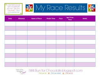 Must Have for Runners:  Printable Race Results Tracker!