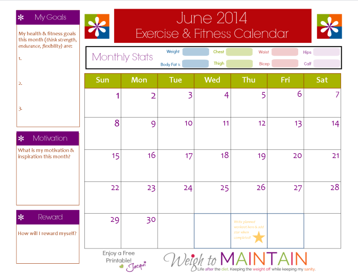 June Fitness Planner