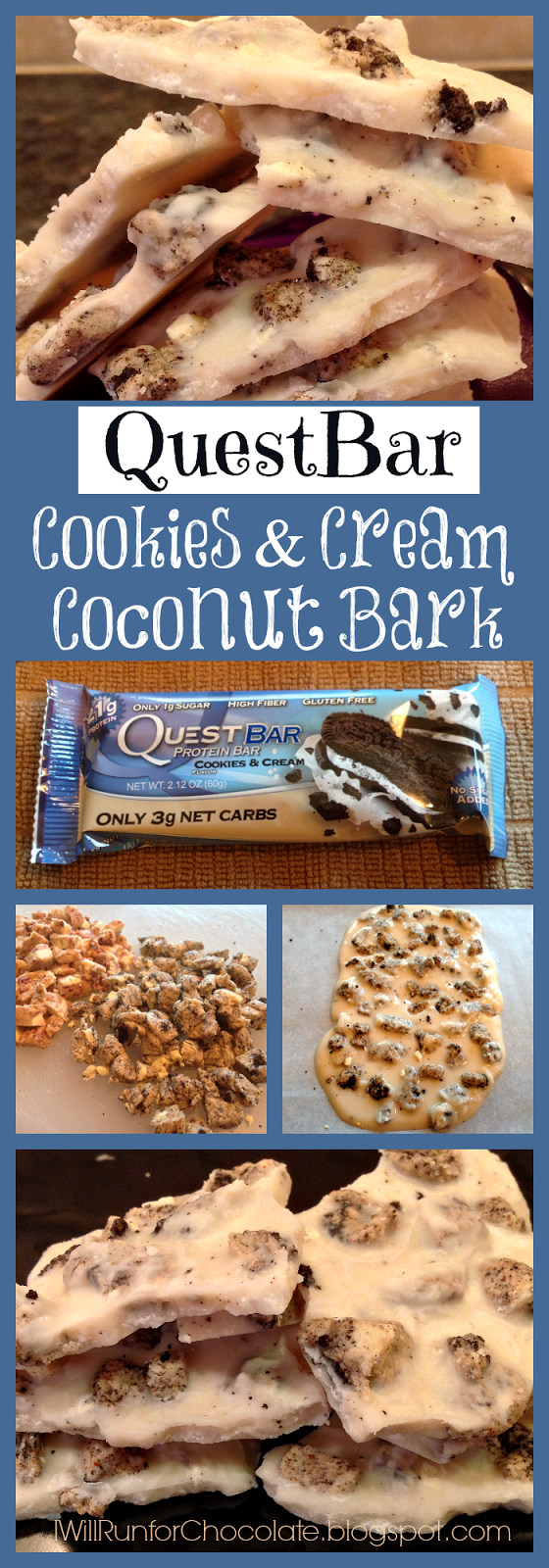 Quest Bar Cookies and Cream Coconut Bark Recipe