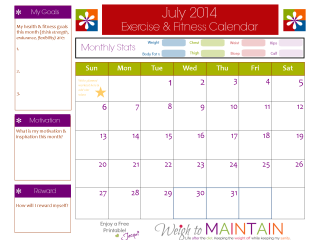 July Printable Workout Calendar