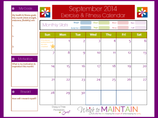 september printable workout calendar