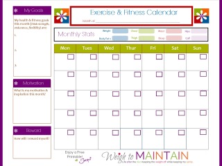 New and Improved Printable Fitness Calendar