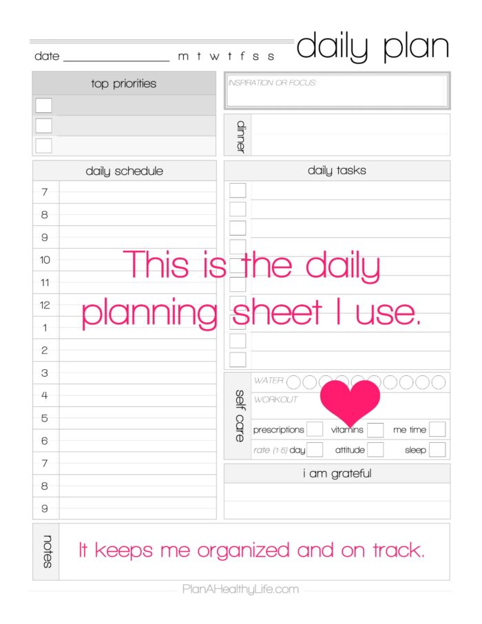 daily planning sheet