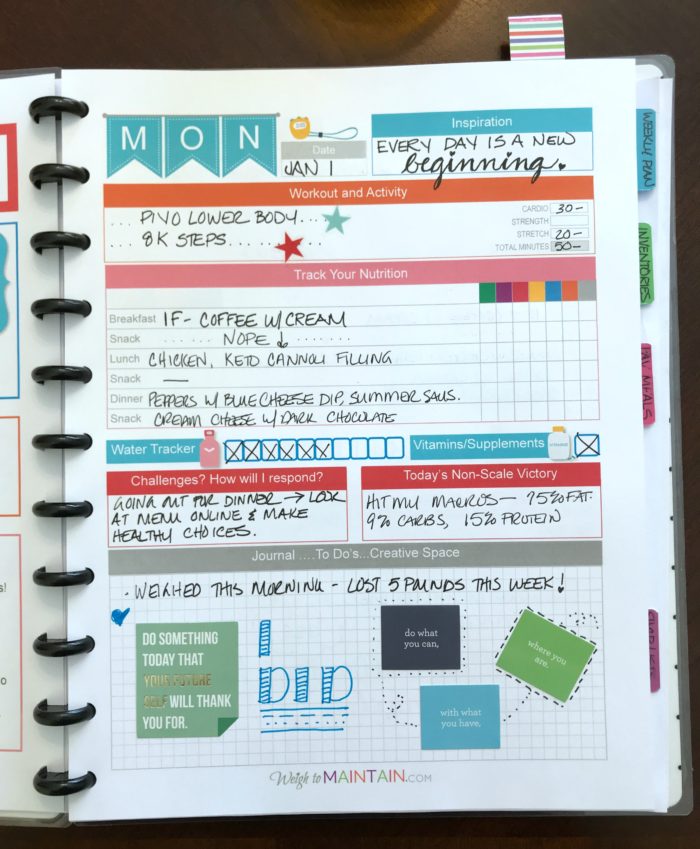 daily page fitness planner